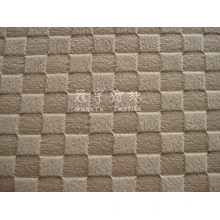 Polyester Embossed Short Pile Sofa Fabric with Grid Pattern